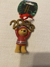 HARRODS 2023 CHRISTMAS BEAR RESIN YEAR DECORATION NEWLABELLED