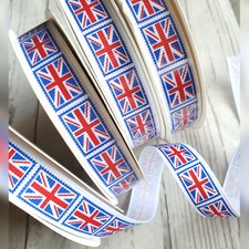 15mm Union Jack Ribbon. Red
