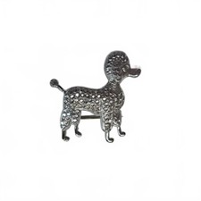 Vintage Staybrite Silver Tone Poodle Dog Brooch Pin 