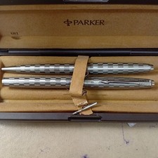 Vintage 1980's Parker 45 Harlequin Grey shield fibre pen and Ballpoint pen Boxed