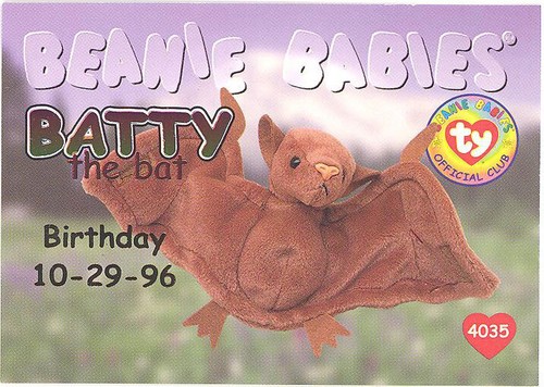 Beanie babies bboc card - ty,