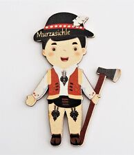 FRIDGE MAGNET SOUVENIR MURZASICHLE POLAND GORALE FOLK COSTUME RESIDENT WOODEN