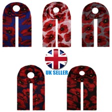 Large Red Poppy Flower Scarf Long Soft Warm Wrap Maxi Sarong Gift Floral Print