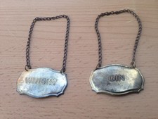 Metal Decanter Tags Labels Gin Whisky 2 x Label Tag