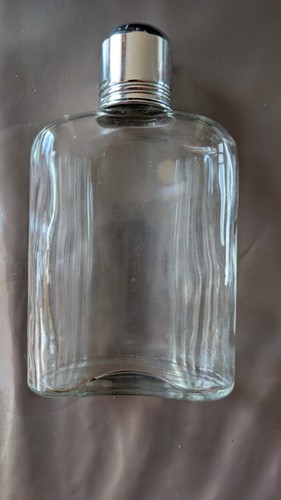 Antique leather glass hip - leather,