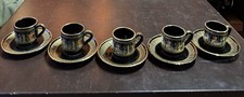 Adis Greek Coffee Cup & 5 Saucers 24K Gold Handmade in Greece Mythology Decor