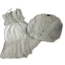 Renato Nucci Women’s 3 Piece Co-ord Suit Skirt Bustier And Jacket Sz 40 Ivory