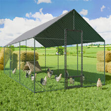 Walk-in Chicken Run Coop Waterproof Covered Metal Hen House Poultry Cage Outdoor