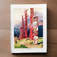 Antique 1930 Carved Totem Poles Art Native American Indian Book Print Picture 