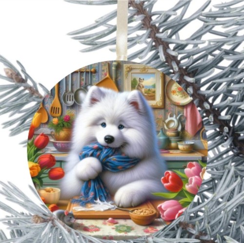 Samoyed dog hanging bauble - samoyed,