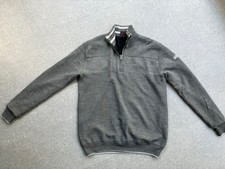 Oscar Jacobson Anders 50% Wool Lined Sweater jumper  1/4 Zip grey anders Golf 