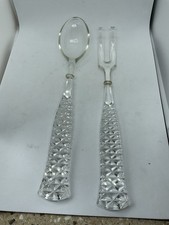 Crystal/Cut Glass Serving Spoon and Fork -   14cm long