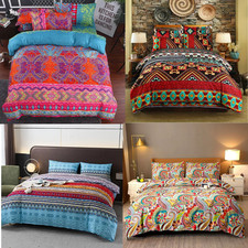 Bohemian 3 Piece Double Bed Bedding Set Cover+Pillowcases Paisley Floral Tribal