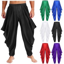 UK Mens Loose Stretchy Long Harem Pants Elastic Waist for Halloween Arab Prince 