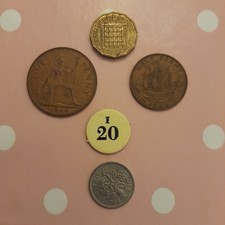 4 x coins from 1966 Sixpence, Threepence, Penny, Half Penny .See Photographs.