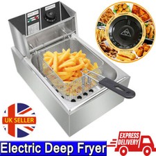 10L Large Electric Deep Fat Fryer Chip Frying Stainless Steel Double Oil Tank UK