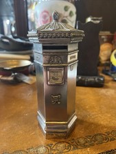 Vintage Silver Plate Victorian Post Office Money Box 18cm Tall