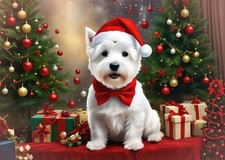 Can Be Personalised on Front  Xmas Card Greeting Christmas Custom A5 Westie Dog