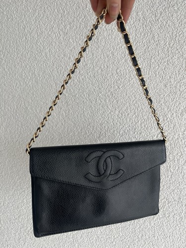 Chanel caviar clutch bag black - chanel,
