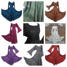 Maxi Dress Long Sleeve Autumn/Winter Rayon Satin Lace Up One Size UK 18 20 22