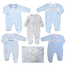 Baby Boy Velour Sleepsuit