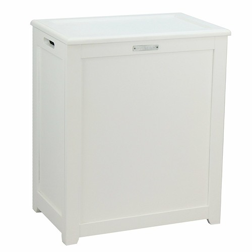 White wooden hamper bathroom - white,