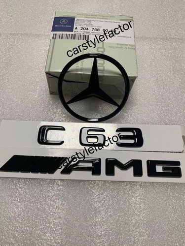 Gloss black rear star badges - black, &