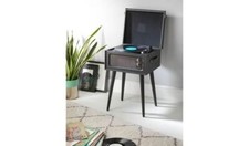 Bush Retro Wooden Turntable Vinyl Record Player Legs & Bluetooth - Black
