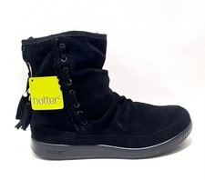 Hotter Pixie Boots Size 4 UK New Tags Black Suede Ankle Boot Warm Lined RRP £75