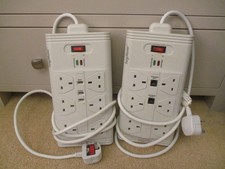 2 x Belkin SurgeMaster Extension Lead 6 Gang Plug Sockets + Tel CableSocket