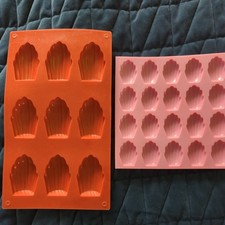 2x French Madeleine Madeline Silicone Moulds cookies cake baking small & large