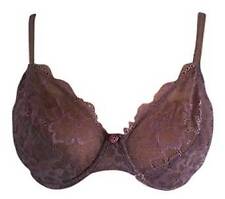 Charnos mocha & pink delicate lace underwired bra