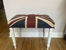 Cream Wooden Stool Union Jack Details