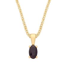 9ct Yellow Gold Natural Sapphire Oval Solitaire Pendant + 18" Chain September