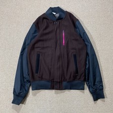 VINTAGE Nike Varsity Jacket Mens Medium Brown Black Wool Nylon Hybrid Bomber