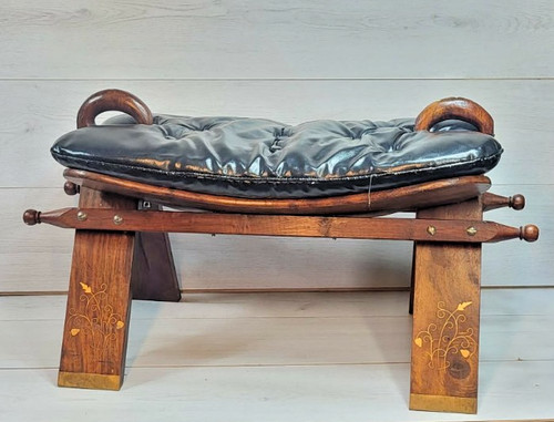 Vintage camel saddle footstool - vintage,
