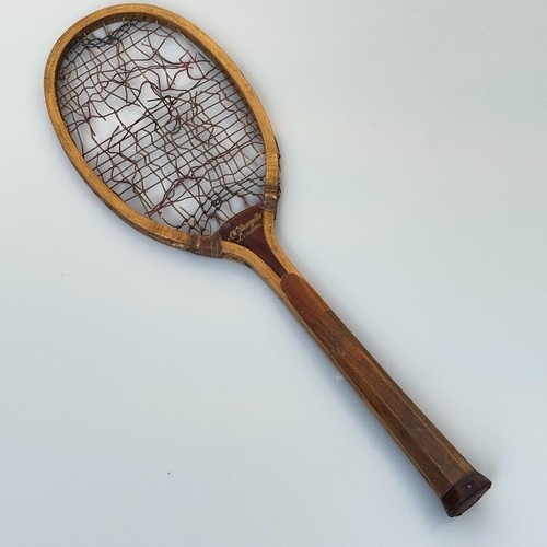 Antique tennis racket wooden - antique,