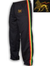 Rasta Mens Jogging Bottoms Elasticated Waist Rasta Stripes And Multi Zip pockets