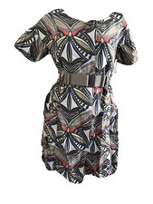 H&M TREND PRINTED LINEN MIX BELTED SHIRT DRESS UK 6-8 EU 34-36 US 2-4 XS BNWT