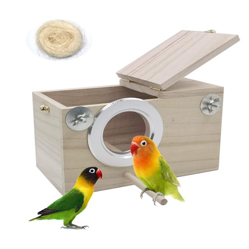 Wooden parakeet nesting box - wooden,