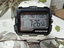 Rare  White Timex Expedition WS Wide Screen Immaculate Condition