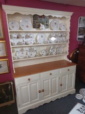 Large Wooden White Pine and Painted Dresser/ Cupboard with Hooks to Hang Up