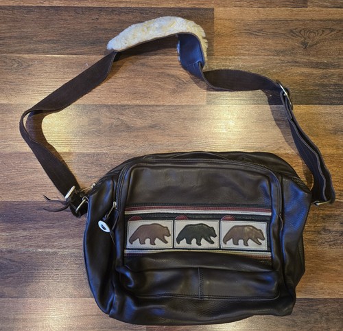 Vtg leather bag antler pulls - vtg,