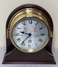 Vintage/Rare Sewills Mahogany and Brass Cased Ships Type Clock