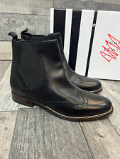 John Lewis Phoebe Chelsea Boots UK 6.5 EU 39.5 Black Leather Brogue Low Heel BN