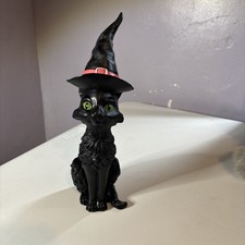 Halloween Black Cat Witch Sculpture Figurine Statue Ornament