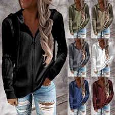 Women ribbed zip hoodie - women's,