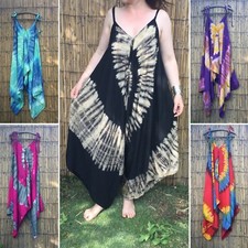 Tie dye festival jumpsuit hippy hippie boho baggy wide leg romper holiday