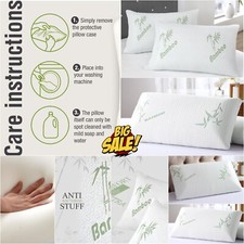 Memory Foam Bamboo Bed Pillow Orthopedic Neck Back Support Hypoallergenic 1,2,4*