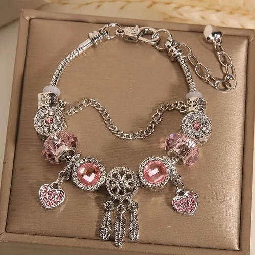 Pink boho dreamcatcher - pink,